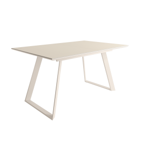 Mesa Comedor Extensible Sena Porcelánica 160 Cm, Acabado sobre Beige y patas Marfil |SAYEZ|