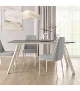 Mesa Comedor Fija Omán Porcelánica 180 Cm, Acabado sobre Porland y patas Marfil, en ambiente|SAYEZ|