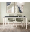 Mesa Comedor Fija Cortés Porcelánica 180 Cm, Acabado sobre Marquina y patas Marfil, en ambiente|SAYEZ|
