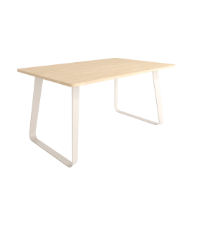 Mesa Comedor Fija Como Melamina 180 Cm, Acabado sobre Alpin y patas Marfil|SAYEZ|