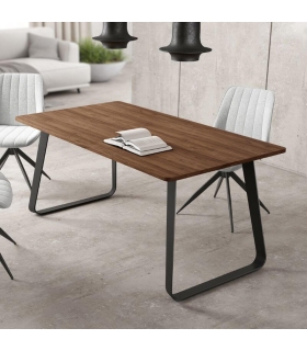 Mesa Comedor Fija Como Melamina 180 Cm, Acabado sobre Java y patas Negro, en ambiente|SAYEZ|