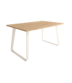 Mesa Comedor Fija Como Melamina 160 Cm, Acabado sobre Roble y patas Marfil|SAYEZ|