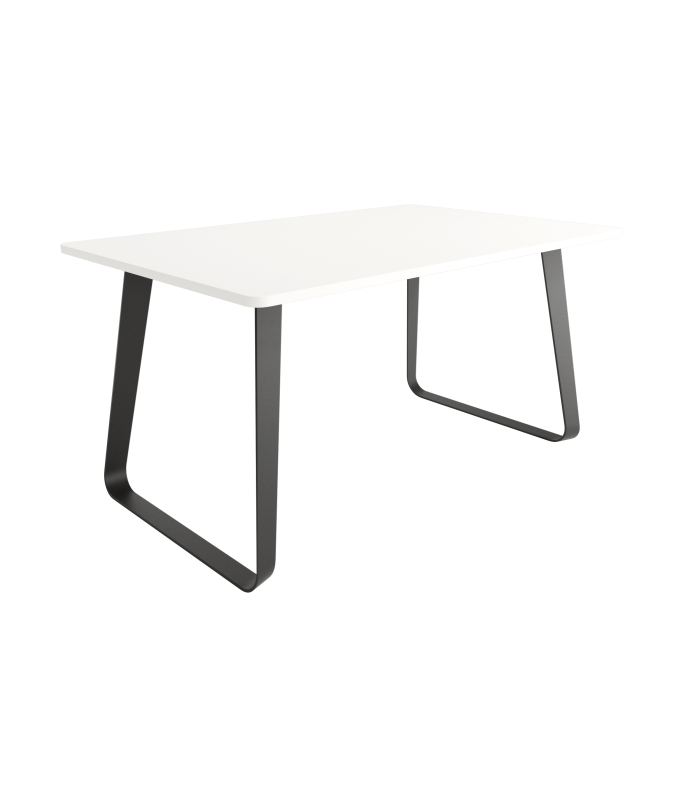 Mesa Comedor Fija Como Melamina 140 Cm, Acabado sobre Soul Blanco y patas Negro|SAYEZ|