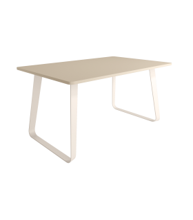 Mesa Comedor Fija Como Melamina 140 Cm, Acabado sobre Perla y patas Marfil|SAYEZ|