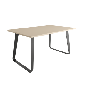 Mesa Comedor Fija Como Melamina 140 Cm, Acabado sobre Perla y patas Negro|SAYEZ|