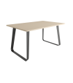 Mesa Comedor Fija Como Melamina 140 Cm, Acabado sobre Perla y patas Negro|SAYEZ|
