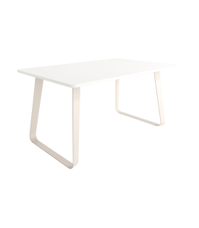 Mesa Comedor Fija Como Melamina 140 Cm, Acabado sobre Soul Blanco y patas Marfil|SAYEZ|