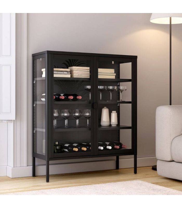 Mueble Vitrina Titania Acabado 90 cm Negro, en ambiente |SAYEZ|