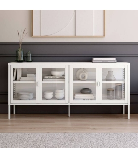 Mueble Vitrina Titania Acabado Crema 150 cm, en ambiente |SAYEZ|