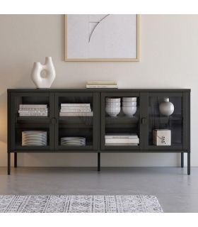Mueble Vitrina Titania Acabado 150 cm Negro, en ambiente |SAYEZ
