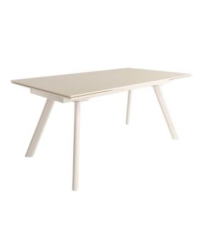Mesa Comedor Extensible Tasman 160 Cm, Acabado sobre Arena y patas Marfil | SAYEZ |