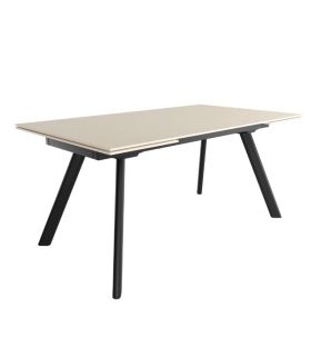 Mesa Comedor Extensible Tasman 160 Cm, Acabado sobre Arena y patas Negro | SAYEZ |