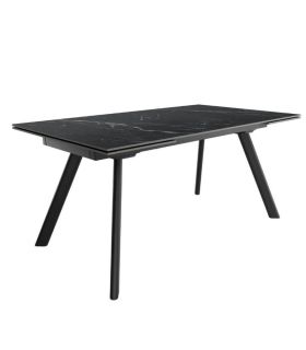 Mesa Comedor Extensible Tasman 160 Cm, Acabado sobre Marquina y patas Negro | SAYEZ |