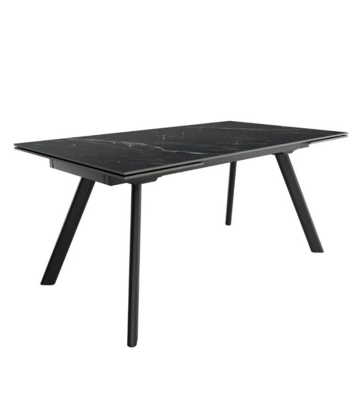 Mesa Comedor Extensible Tasman 160 Cm, Acabado sobre Marquina y patas Negro | SAYEZ |