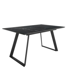 Mesa Comedor Extensible Sena Porcelánica 140 Cm, Acabado sobre Marquina y patas Negro|SAYEZ|