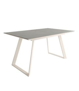 Mesa Comedor Extensible Sena Porcelánica 160 Cm, Acabado sobre Porland y patas Marfil |SAYEZ|