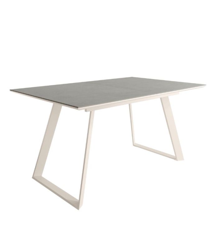 Mesa Comedor Extensible Sena Porcelánica 160 Cm, Acabado sobre Porland y patas Marfil |SAYEZ|