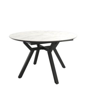 Mesa Comedor Extensible Ross Porcelánica 100 Cm, Acabado sobre Carrara y patas Negro |SAYEZ|
