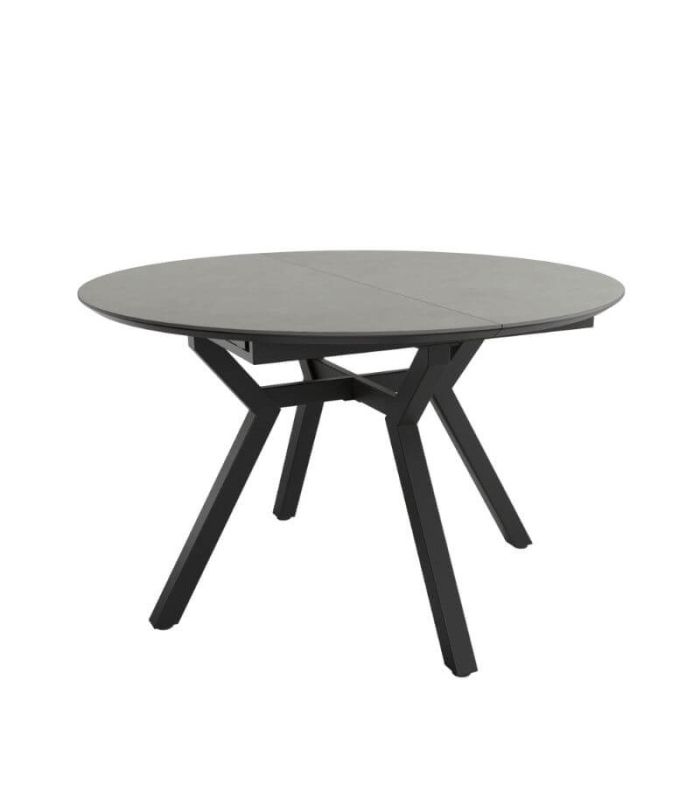 Mesa Comedor Extensible Ross Porcelánica 100 Cm, Acabado sobre Porland y patas Negro |SAYEZ|