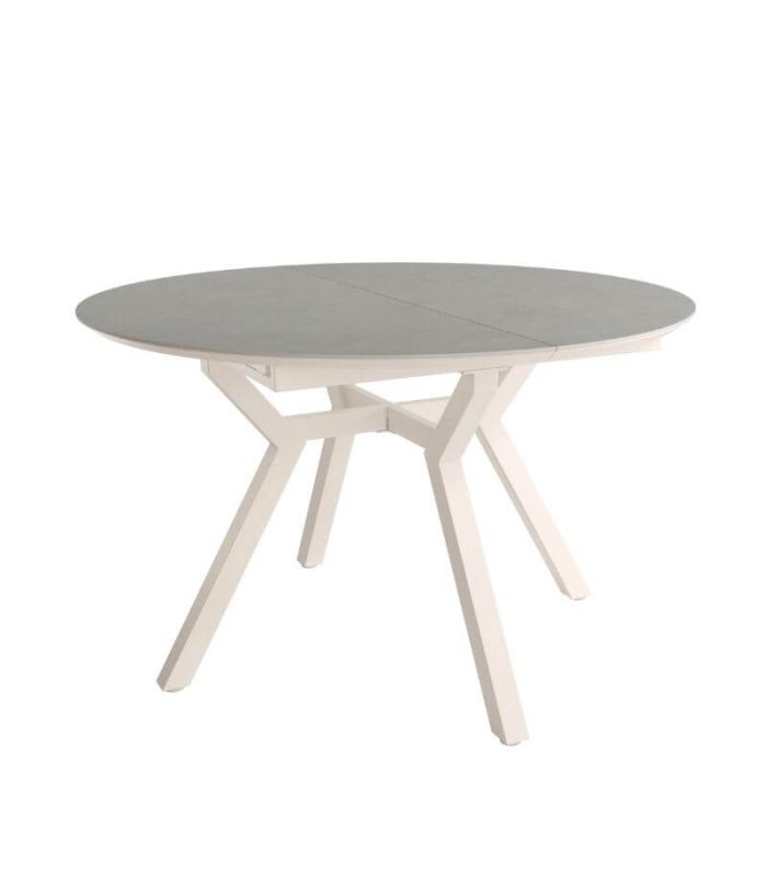 Mesa Comedor Extensible Ross Porcelánica 100 Cm, Acabado sobre Porland y patas Marfil |SAYEZ|