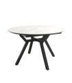 Mesa Comedor Extensible Ross Porcelánica 120 Cm, Acabado sobre Marquina y patas Marfil|SAYEZ|