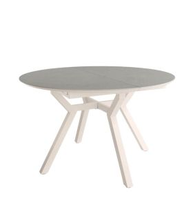 Mesa Comedor Extensible Ross Porcelánica 120 Cm, Acabado sobre Porland y patas Marfil |SAYEZ|
