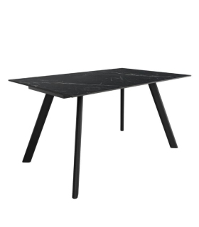 Mesa Comedor Fija Omán Porcelánica 160 Cm, Acabado sobre Marquina y patas Negro |SAYEZ|