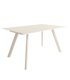 Mesa Comedor Fija Omán Porcelánica 160 Cm, Acabado sobre Arena y patas Marfil |SAYEZ|