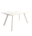 Mesa Comedor Fija Omán Porcelánica 160 Cm, Acabado sobre Carrara y patas Marfil |SAYEZ|