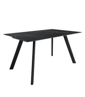 Mesa Comedor Fija Omán Porcelánica 180 Cm, Acabado sobre Marquina y patas Negro |SAYEZ|