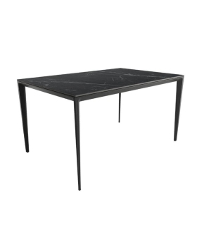 Mesa Comedor Fija Cortés Porcelánica 160 Cm, Acabado sobre Marquina y patas Negro|SAYEZ|
