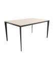 Mesa Comedor Fija Cortés Porcelánica 140 Cm, Acabado sobre Arena y patas Negro|SAYEZ|