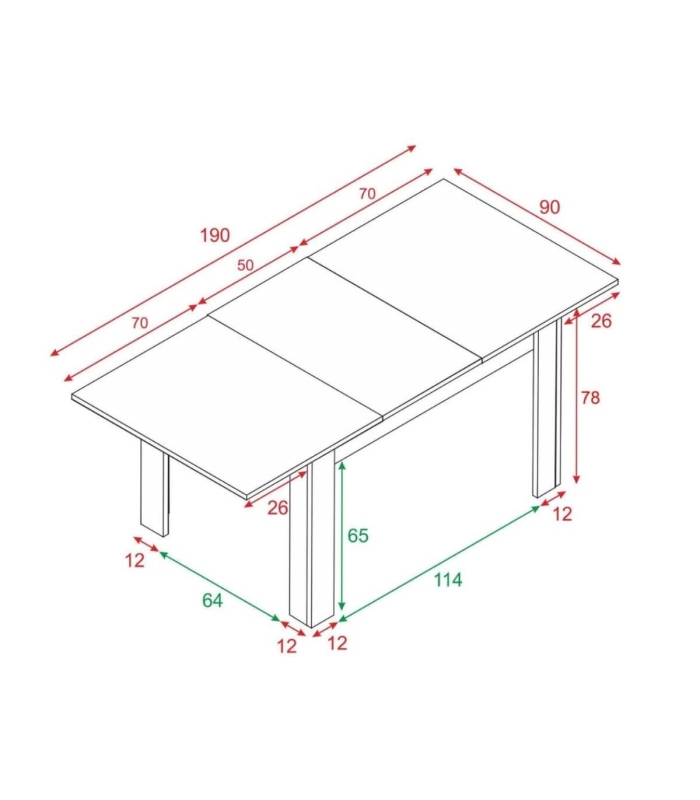 Mesa Comedor Extensible Kendra Roble Canadian, pictograma |SAYEZ|