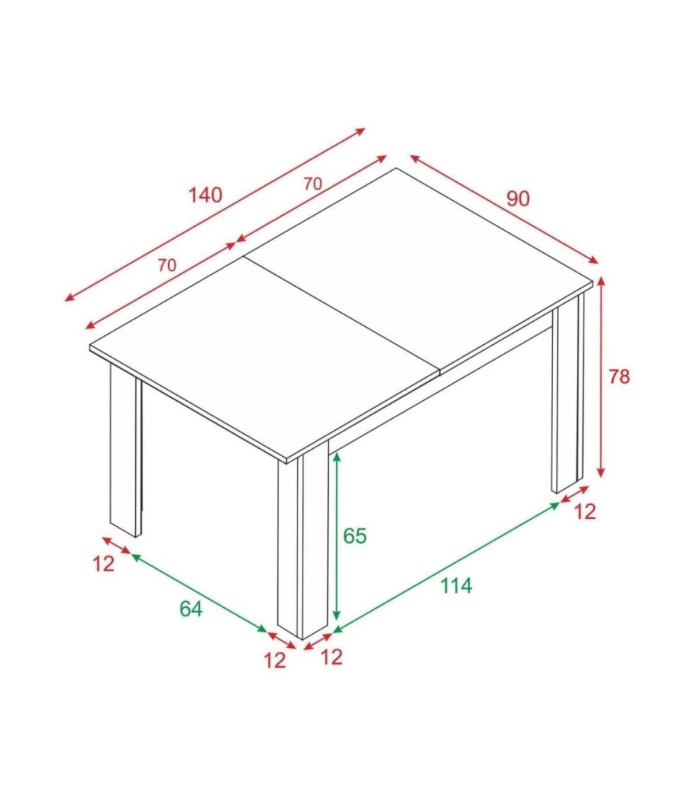 Mesa Comedor Extensible Kendra Roble Canadian, pictograma |SAYEZ|