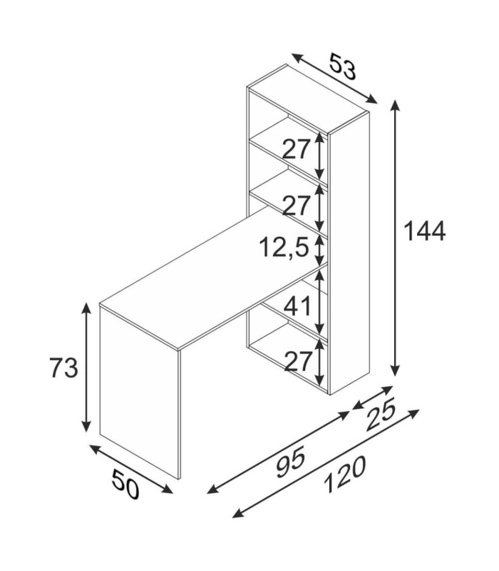 Mesa de Escritorio con Estantería Duplo, pictograma|SAYEZ|