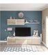 Salón Alida Mediterráneo Blanco Artik y Roble Canadian 200 cm, en ambiente |SAYEZ|