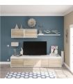 Salón Alida Mediterráneo Blanco Artik y Roble Canadian 200 cm, en ambiente |SAYEZ|