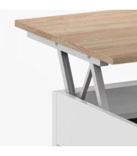 Mesa Centro Elevable Mediterráneo Roble Canadian y Blanco Artik 100 cm |SAYEZ|