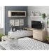 Mesa Centro Elevable Mediterráneo Roble Canadian y Blanco Artik 100 cm, en ambiente |SAYEZ|