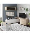Mesa Centro Elevable Mediterráneo Roble Canadian y Blanco Artik 100 cm, en ambiente |SAYEZ|