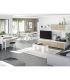 Mesa Centro Elevable Mediterráneo Roble Canadian y Blanco Artik 100 cm, en ambiente |SAYEZ|