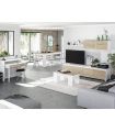 Mesa Centro Elevable Mediterráneo Roble Canadian y Blanco Artik 100 cm, en ambiente |SAYEZ|