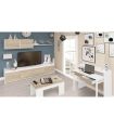 Mesa Centro Elevable Mediterráneo Roble Canadian y Blanco Artik 100 cm, en ambiente |SAYEZ|
