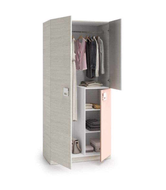 Armario juvenil Nube Blanco Alpes y Rosa |SAYEZ|