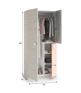 Armario juvenil Nube Blanco Alpes y Rosa, pictograma |SAYEZ|