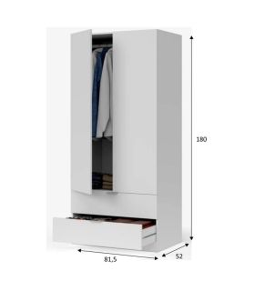 Armario Blanco de Dos Puertas con Dos Cajones Exteriores, pictograma |SAYEZ|