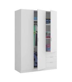 Armario Blanco con Tres puertas y Tres Cajones Exteriores |SAYEZ|