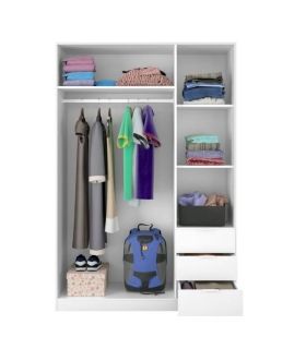 Armario Blanco con Tres puertas y Tres Cajones Exteriores |SAYEZ|