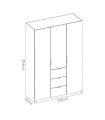 Armario blanco brillo con tres puertas y tres contenedores, pictograma |SAYEZ|