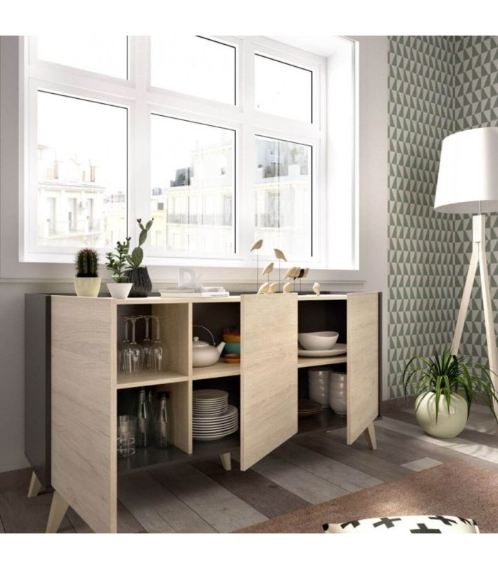 Mueble Aparador Grafito y Natural Ness |SAYEZ|
